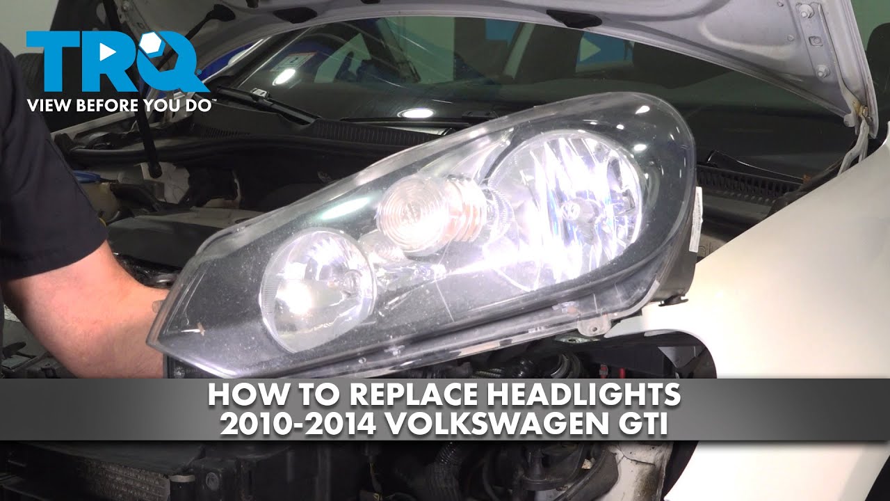 Black Halogen Headlight Assembly For 2010-2014 VW GTI Golf/Jetta (MK6) SportWagen