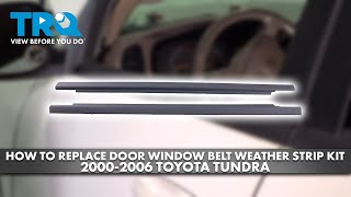 How to Replace Door Window Belt Weatherstrip Kit 2000-2006 Toyota