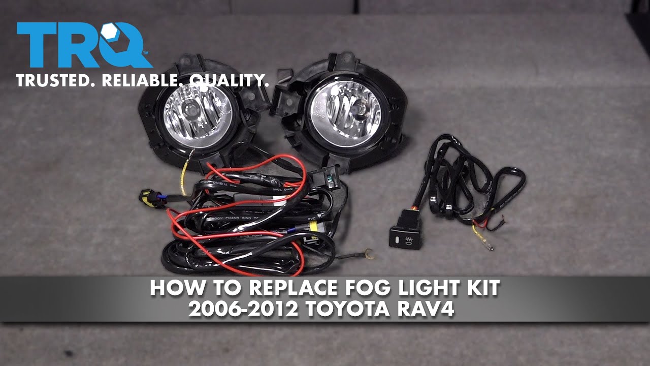 Fog Lights Kit For 2006-2008 Toyota RAV4 - With Switch & Wiring Harness, Clear Lens, Black Housing